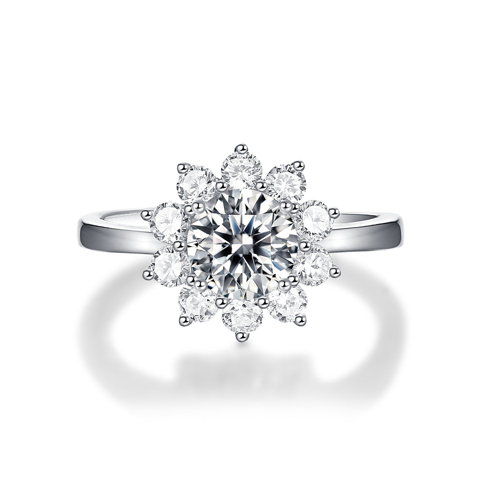 Women's Sterling silver 1ct 6.5MM Moissanite ring with a sophisticated shine(GZJZ-R10771-6.5MM)