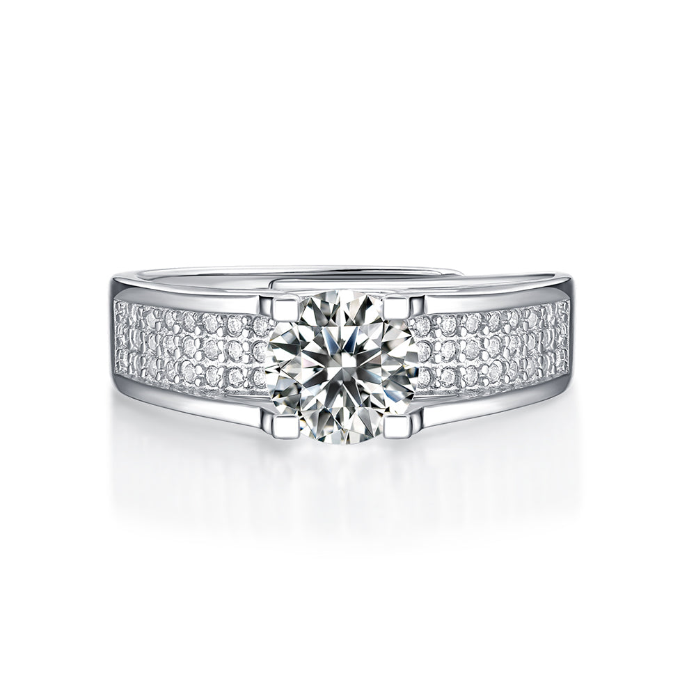 Women's 1ct 6.5MM Moissanite Solitaire on Silver Band: Pure Elegance(GZJZ-R10779-6.5MM)