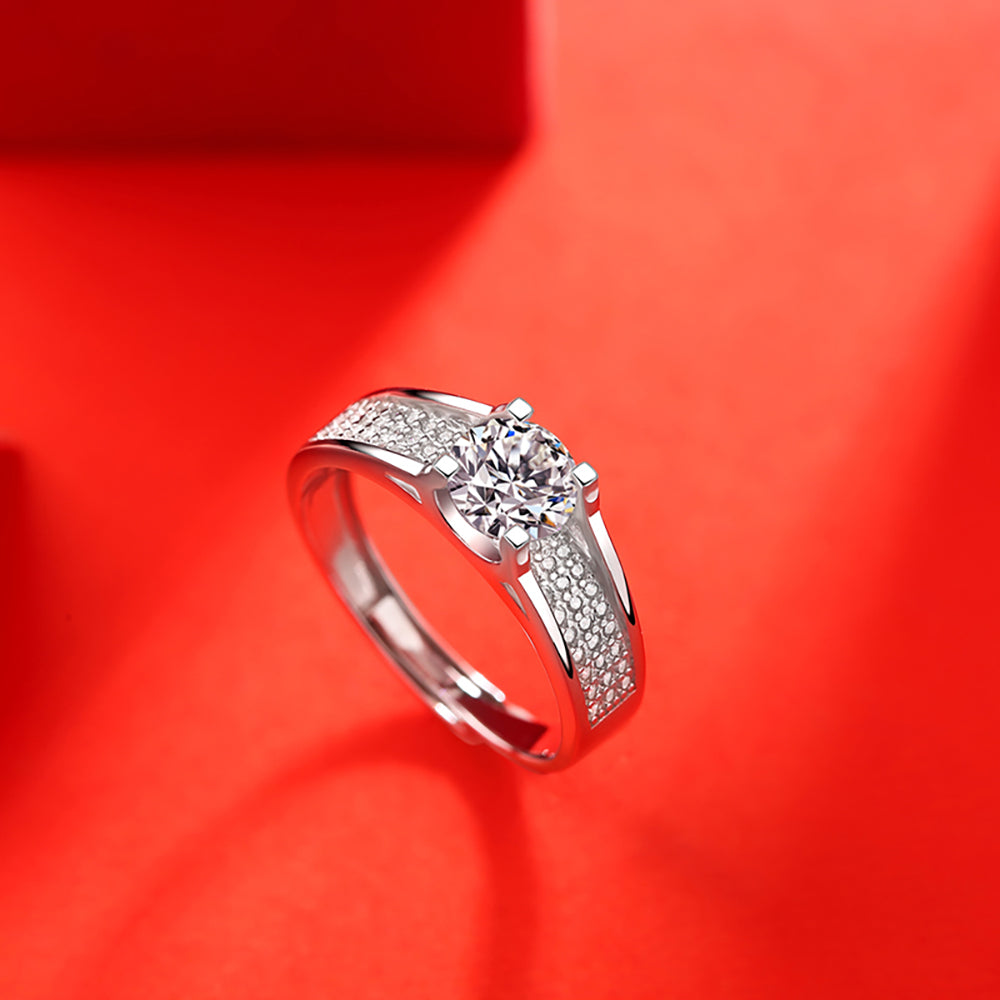 Women's 1ct 6.5MM Moissanite Solitaire on Silver Band: Pure Elegance(GZJZ-R10779-6.5MM)