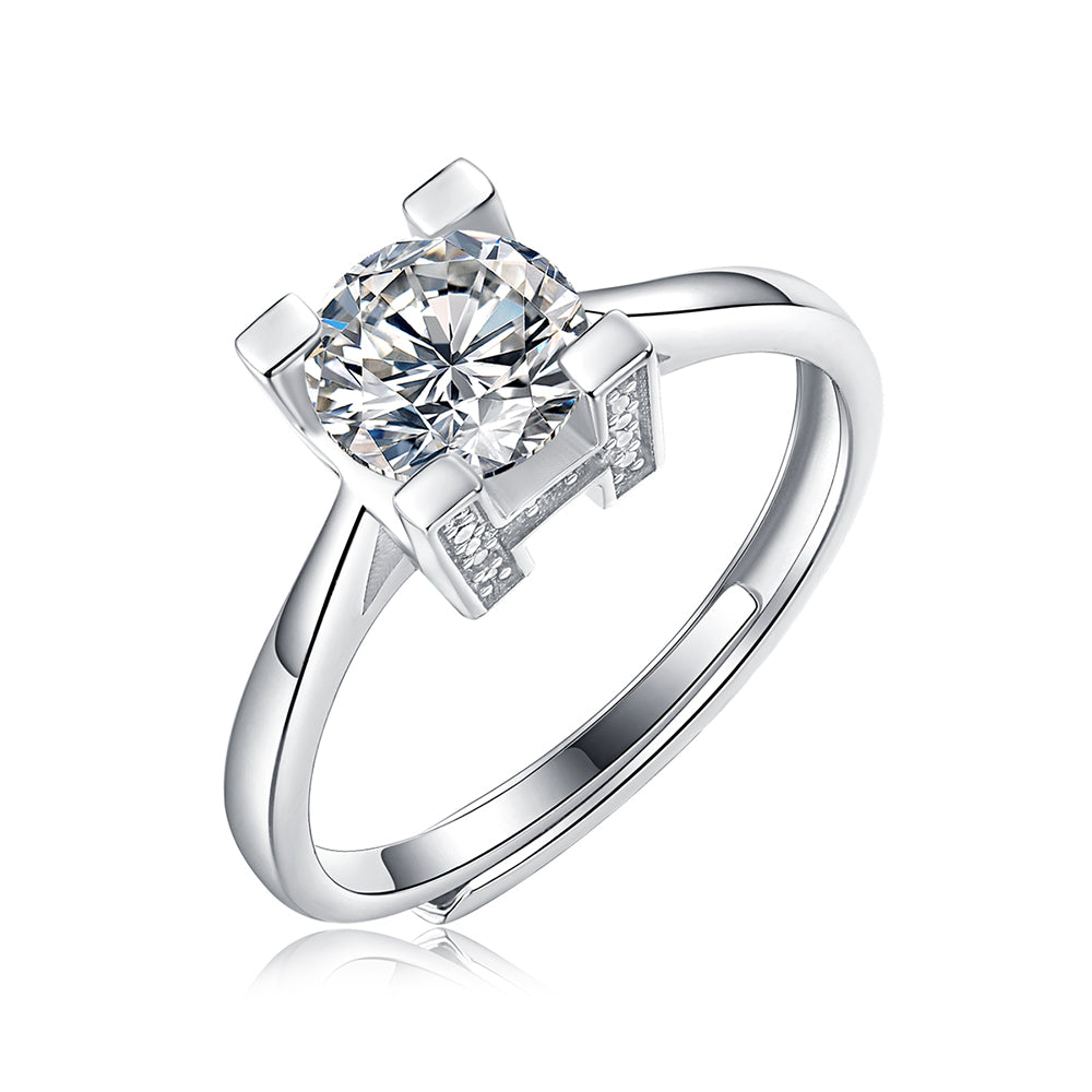 Womens Dazzling Silver 1ct Moissanite Anniversary Ring(GZJZ-R11295-6.5MM)