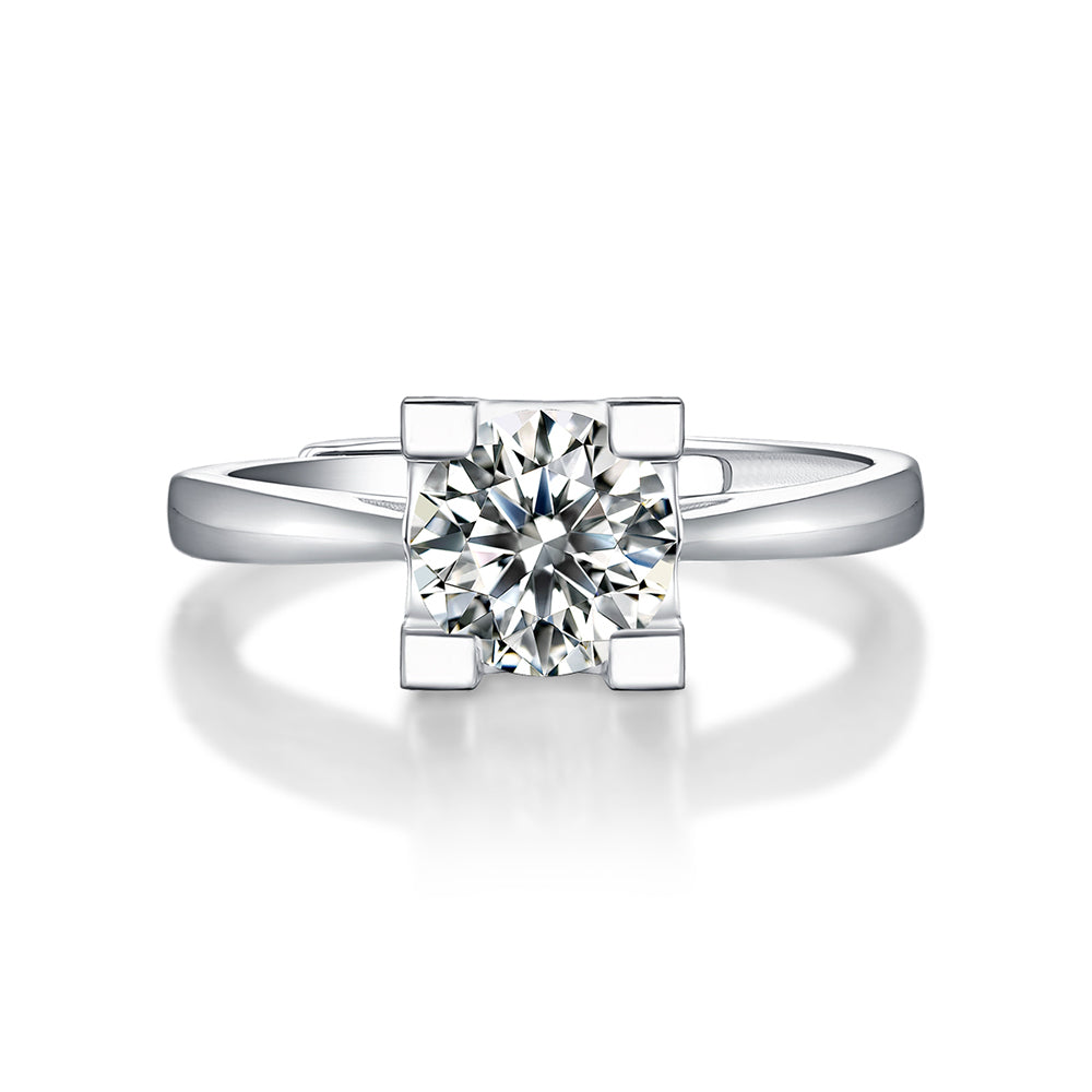 Womens Dazzling Silver 1ct Moissanite Anniversary Ring(GZJZ-R11295-6.5MM)