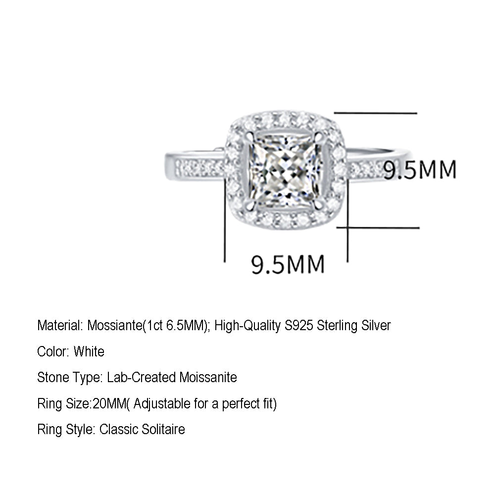 Womens 1ct Moissanite Vintage Style Silver Ring(GZJZ-R11437-6.5MM)