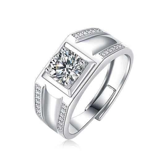 1ct 6.5MM Moissanite and silver promise ring with timeless sparkle(GZJZ-R11507-6.5MM)