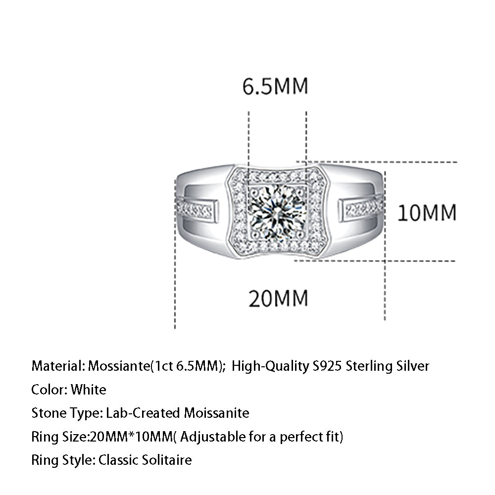 The Perfect 1ct 6.5MMMoissanite Ring for Every Occasion in Stunning Silver Sparkle(GZJZ-R11555-6.5MM)