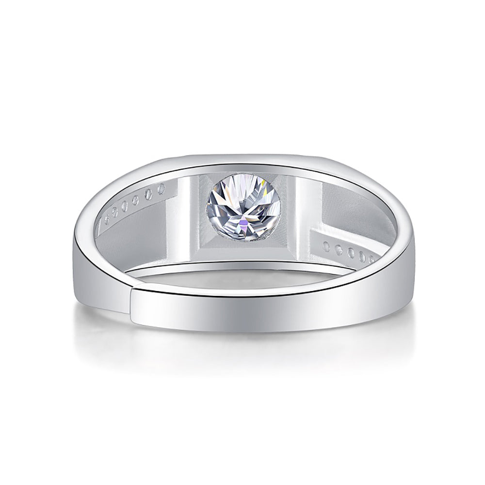 Mens Sterling silver 1ct 6.5MM moissanite engagement ring with radiant beauty(GZJZ-R12865-6.5MM)