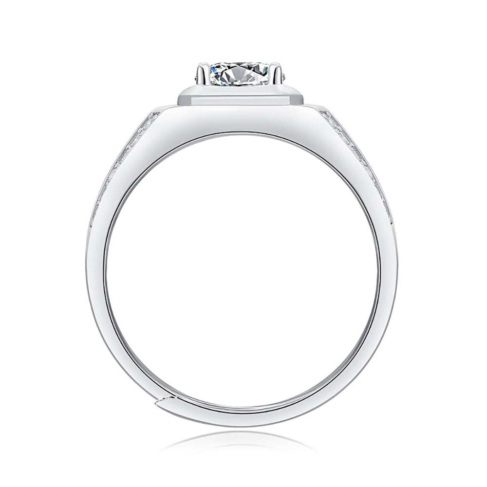 Mens Silver solitaire 1ct 6.5MM Moissanite ring with affordable elegance(GZJZ-R12866-6.5MM)