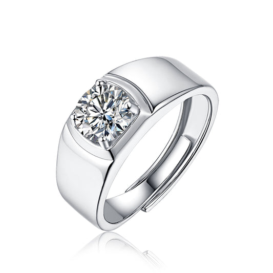 1ct 6.5MM Moissanite and silver promise ring with timeless sparkle(GZJZ-R12934-6.5MM)