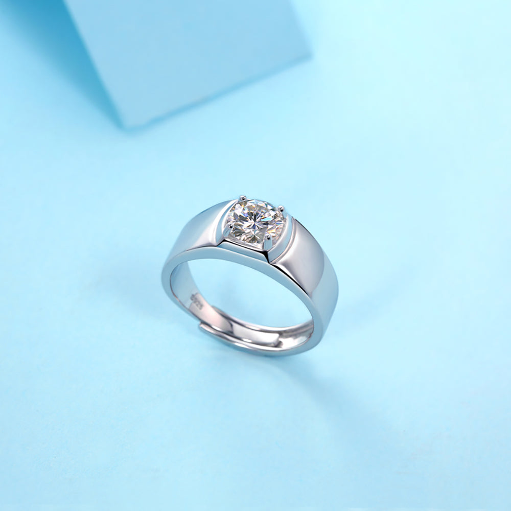 1ct 6.5MM Moissanite and silver promise ring with timeless sparkle(GZJZ-R12934-6.5MM)