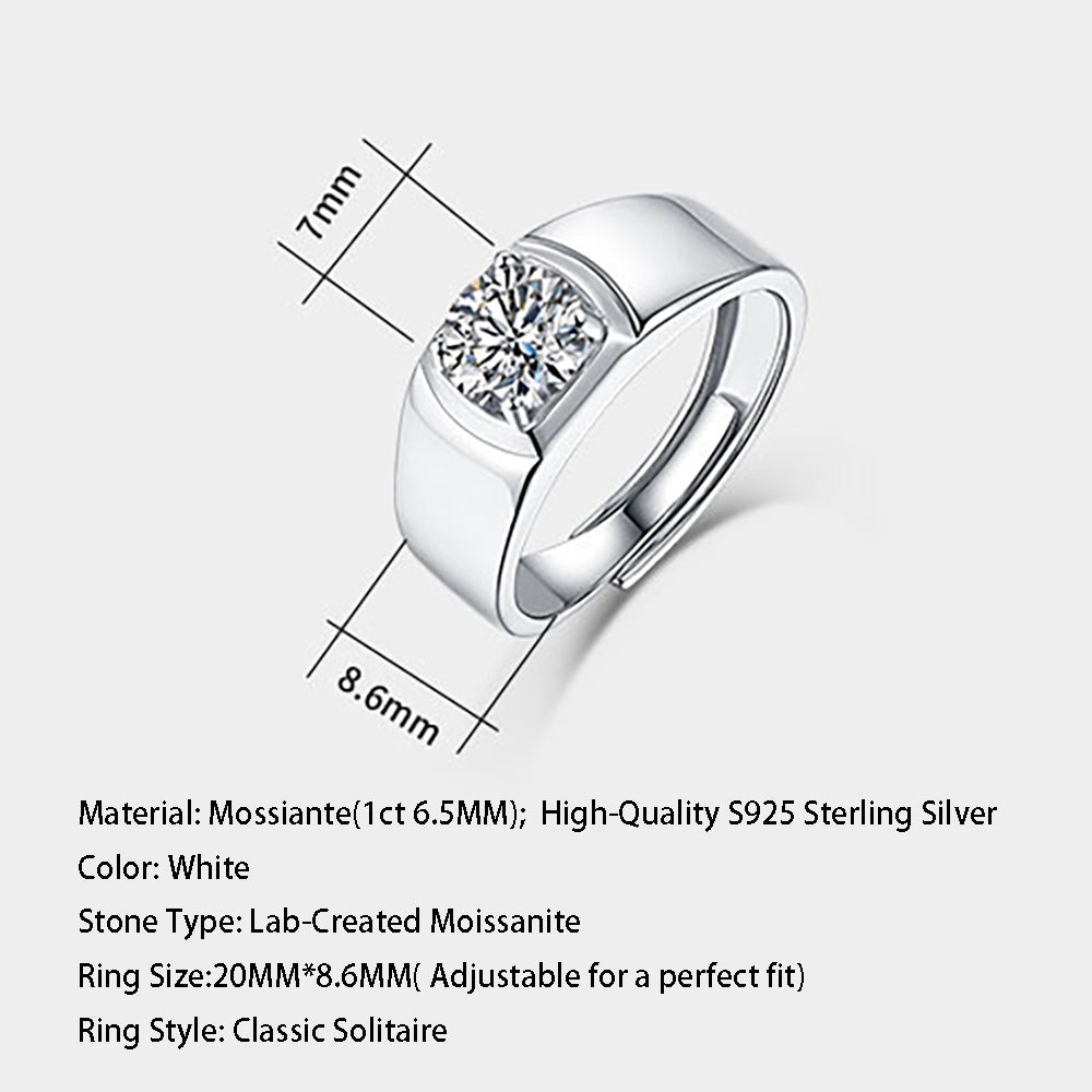 1ct 6.5MM Moissanite and silver promise ring with timeless sparkle(GZJZ-R12934-6.5MM)