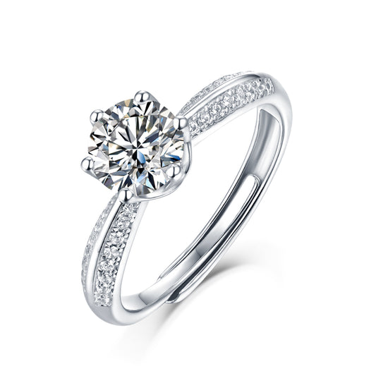 Women's Beautiful Sterling Silver Solitaire 1ct 6.5MM Moissanite Ring(GZJZ-R4149-6.5MM)