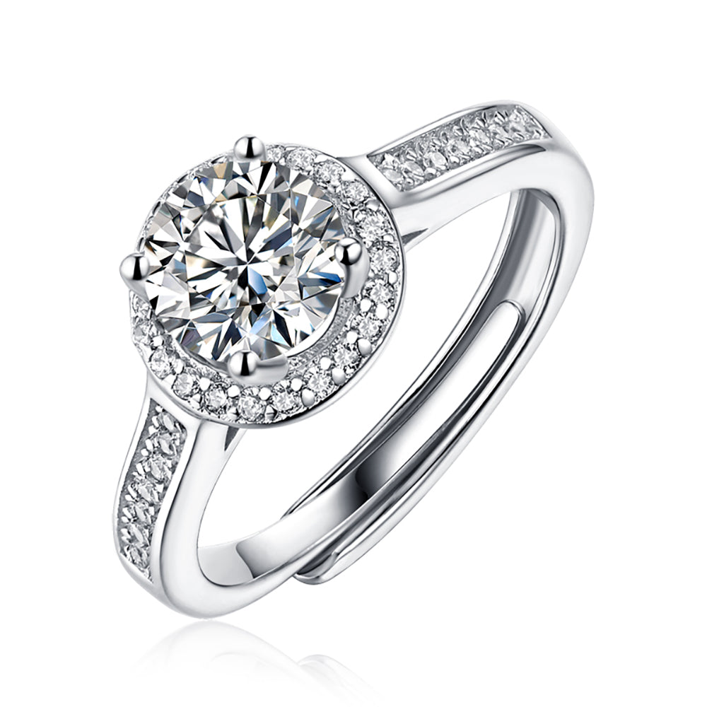 Women's Silver 1ct 6.5MM Moissanite Elegance: A Shiny Statement(GZJZ-R4494--6.5MM)