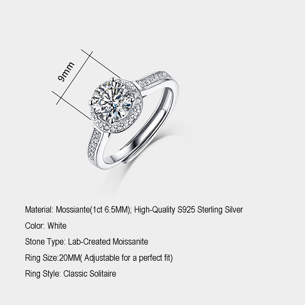 Women's Silver 1ct 6.5MM Moissanite Elegance: A Shiny Statement(GZJZ-R4494--6.5MM)