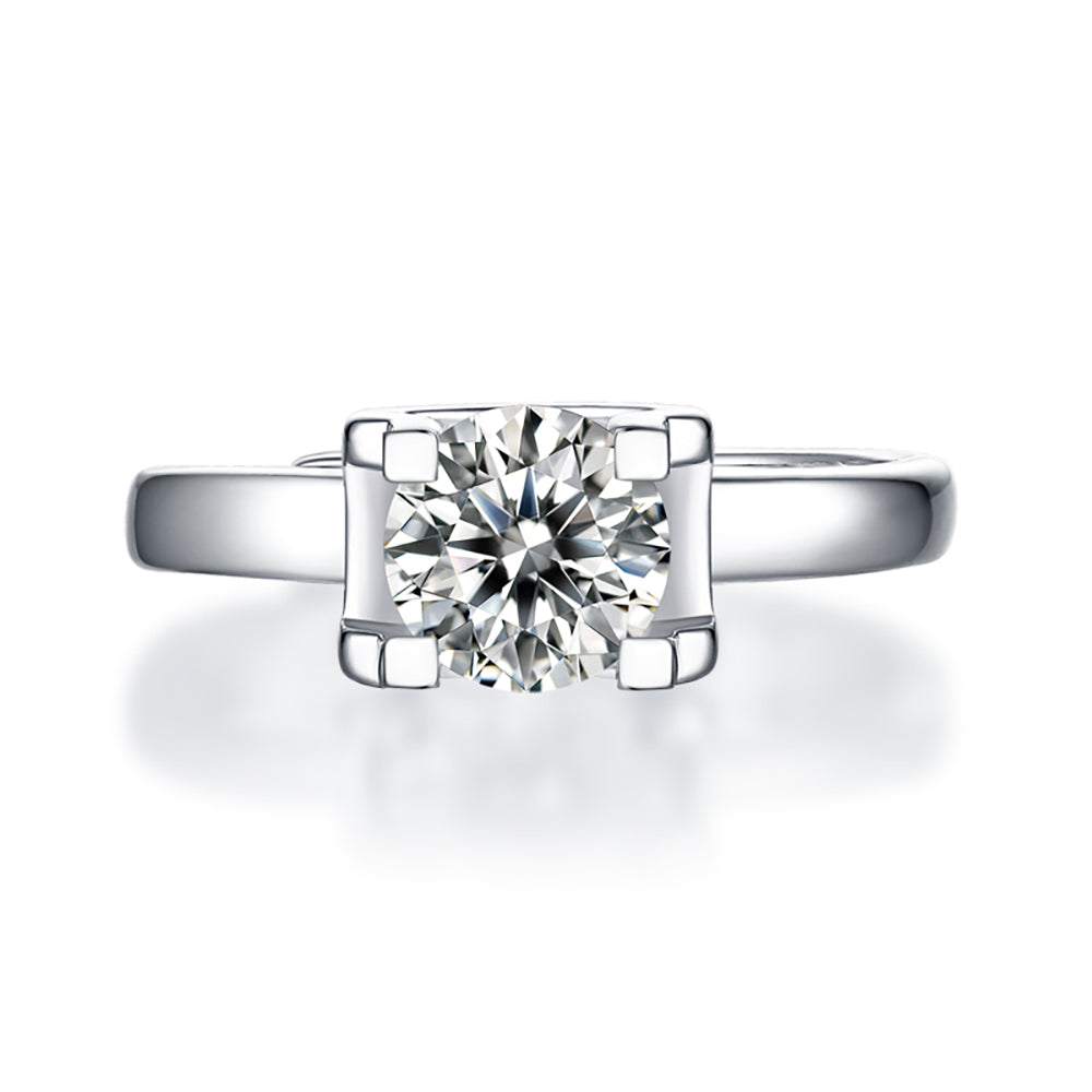 Women's Silver and 1ct 6.5MM Moissanite Ring: Classic Glamour(GZJZ-R6117-6.5MM)