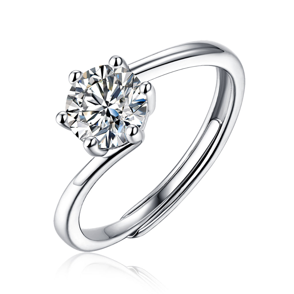 Women's Classic 1ct 6.5MM Moissanite Solitaire Ring in S925 Silver Shine(GZJZ-R8884--6.5MM)