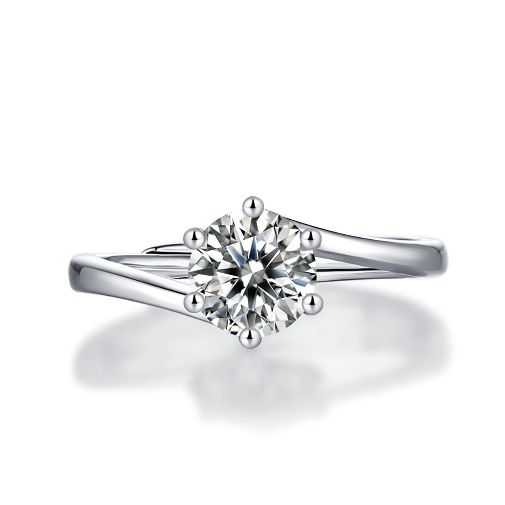 Women's Classic 1ct 6.5MM Moissanite Solitaire Ring in S925 Silver Shine(GZJZ-R8884--6.5MM)