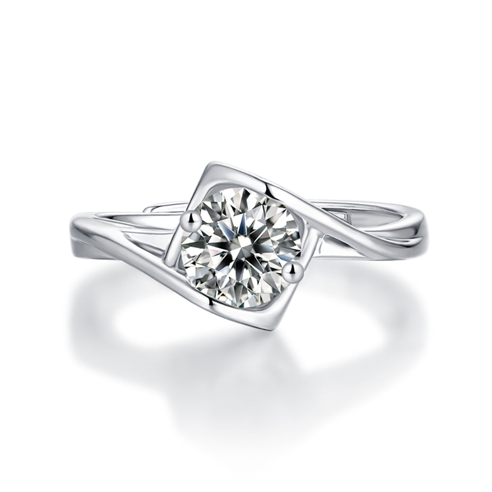 Wome's 1ct 6.5MM Moissanite ring in sterling silver with radiant simplicity(GZJZ-R9014-6.5MM)