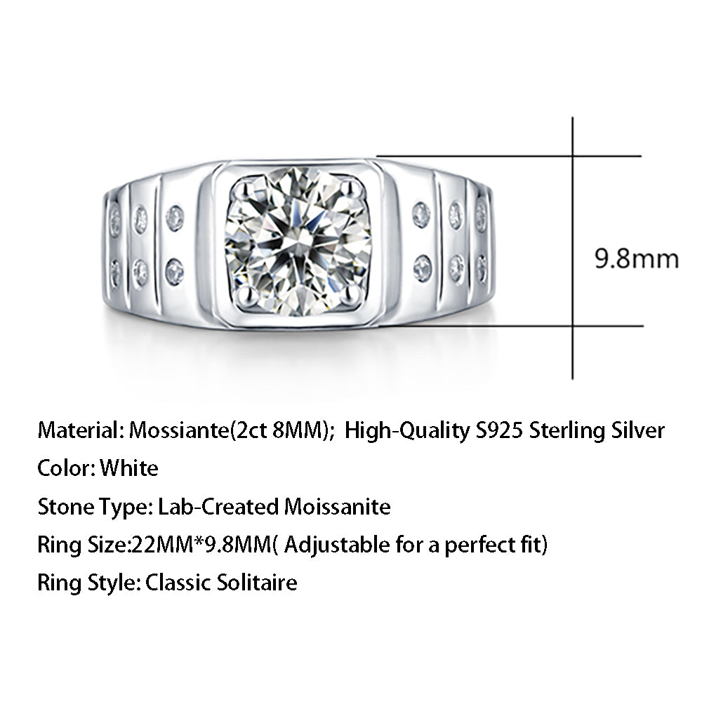 2ct 8MM Moissanite ring set in sterling silver with a glittering solitaire(GZJZ-R9021-8MM)