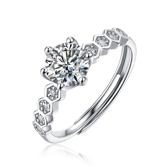 Women's Silver solitaire 1ct 6.5MM Moissanite ring that is cost-effectively luxurious(GZJZ-R9033-6.5MM)