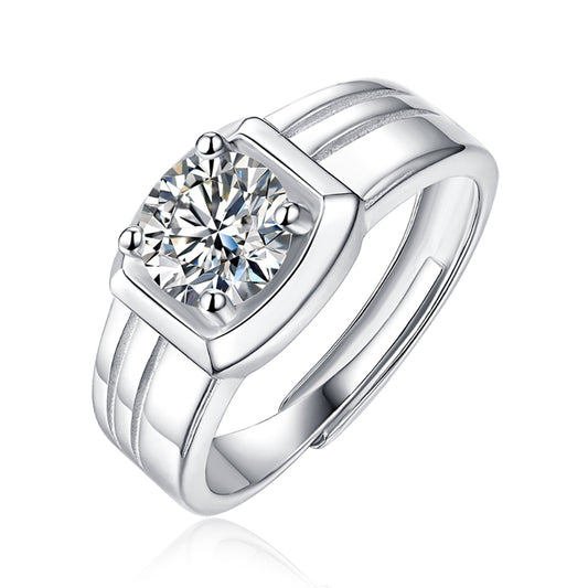 Moissanite and silver promise ring with timeless sparkle(GZJZ-R9131-6.5MM)