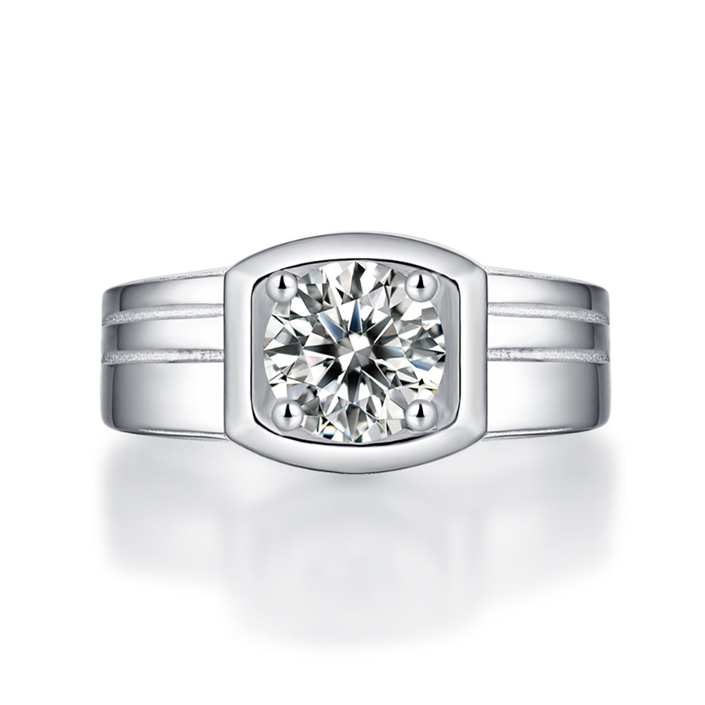 Moissanite and silver promise ring with timeless sparkle(GZJZ-R9131-6.5MM)