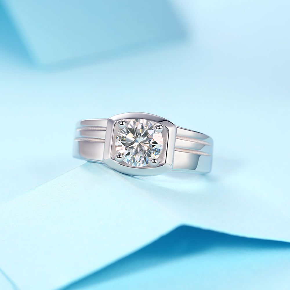 Moissanite and silver promise ring with timeless sparkle(GZJZ-R9131-6.5MM)