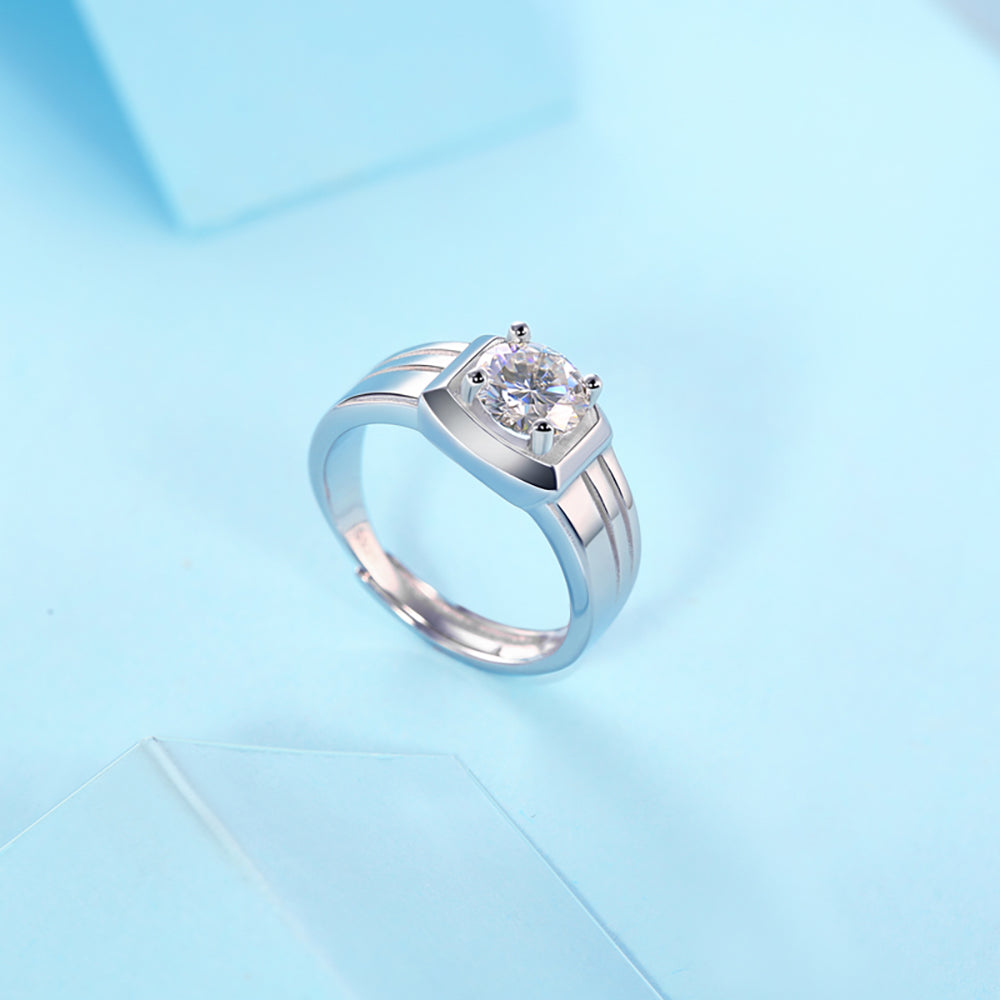 Moissanite and silver promise ring with timeless sparkle(GZJZ-R9131-6.5MM)