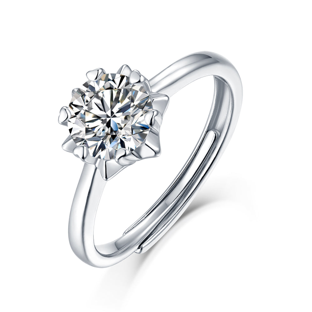 Women's 1ct 6.5MM Moissanite Solitaire in Sterling Silver: Redefining Elegance(GZJZ-R9194-6.5MM)