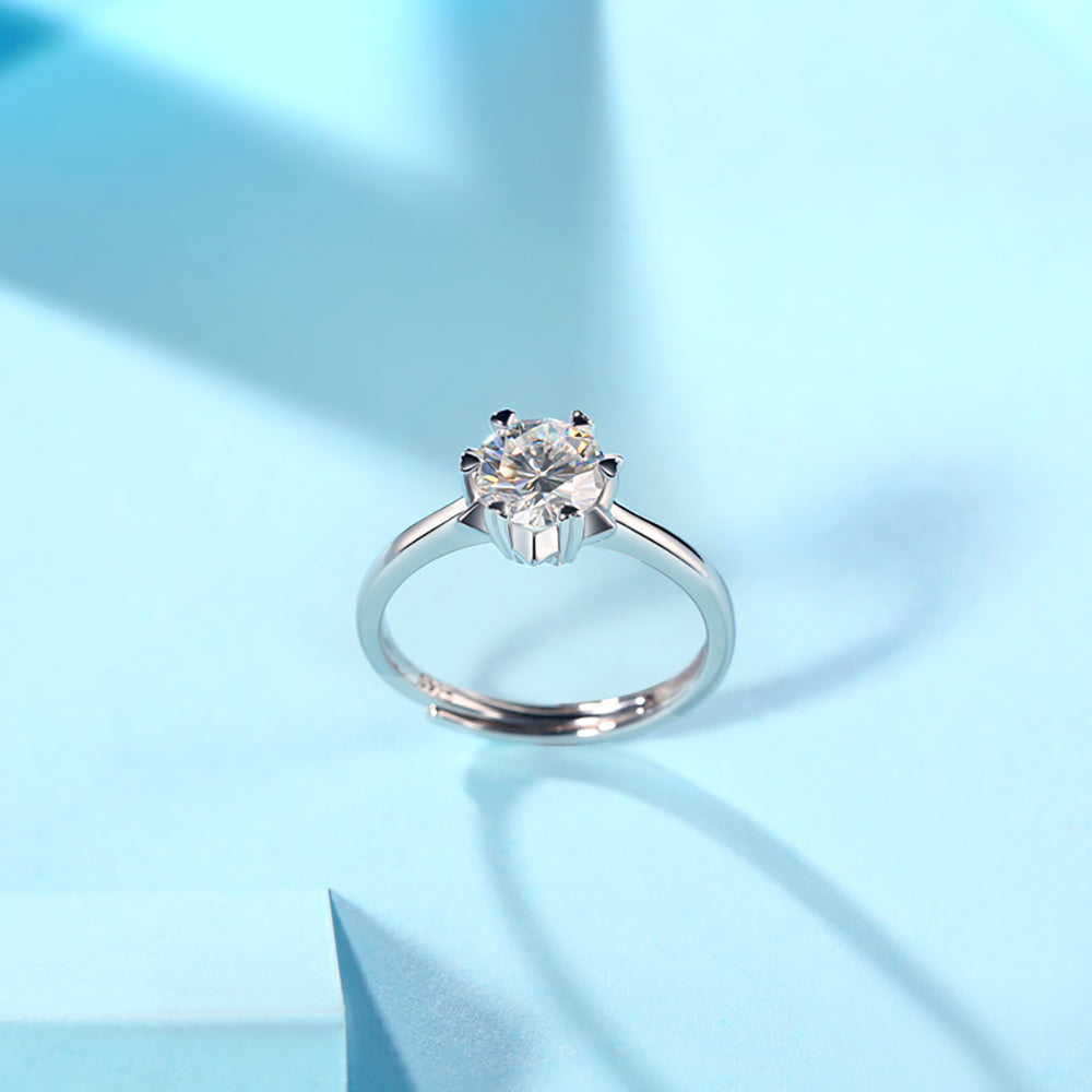 Women's 1ct 6.5MM Moissanite Solitaire in Sterling Silver: Redefining Elegance(GZJZ-R9194-6.5MM)