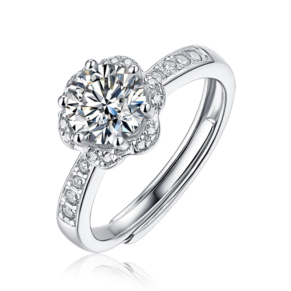 Women's Silver Ring with Dazzling Brilliance and 1ct 6.5MM Moissanite Magic(GZJZ-R9206-6.5MM)