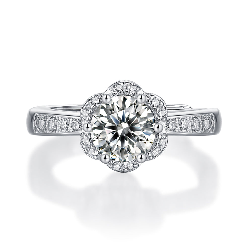 Women's Silver Ring with Dazzling Brilliance and 1ct 6.5MM Moissanite Magic(GZJZ-R9206-6.5MM)