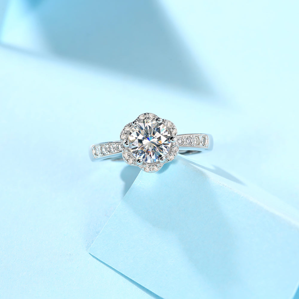 Women's Silver Ring with Dazzling Brilliance and 1ct 6.5MM Moissanite Magic(GZJZ-R9206-6.5MM)