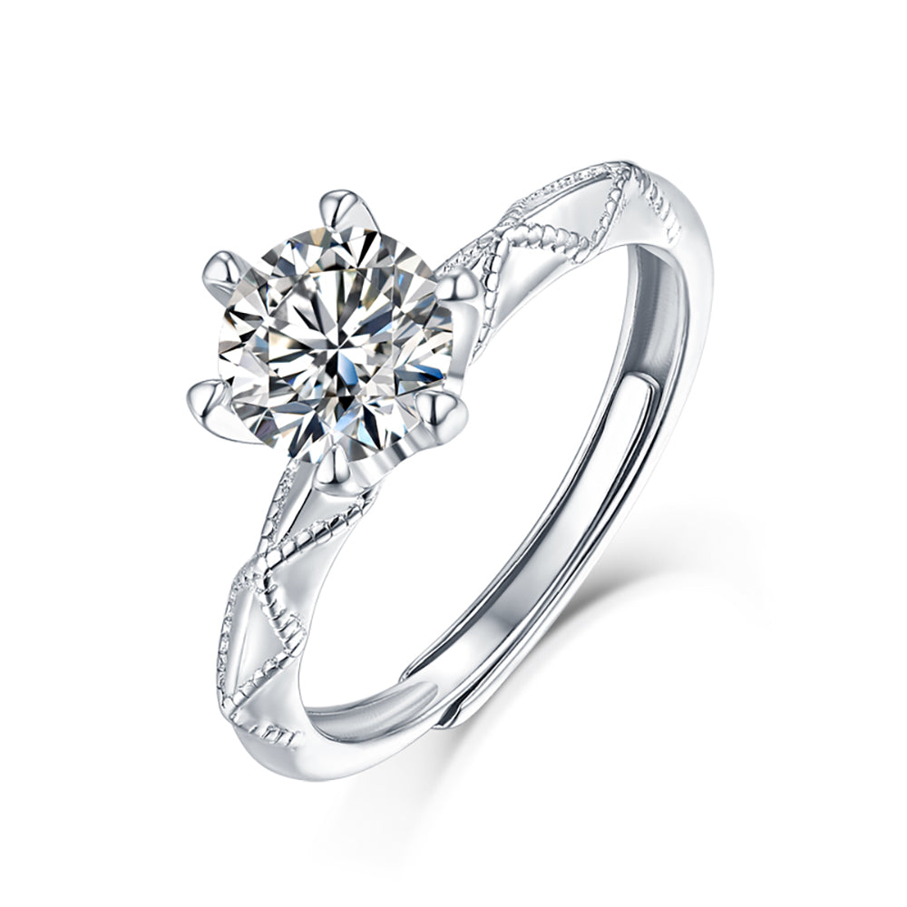 Women's Sterling silver 1ct 6.5MM moissanite ring that is stylish and elegant(GZJZ-R9251-6.5MM)