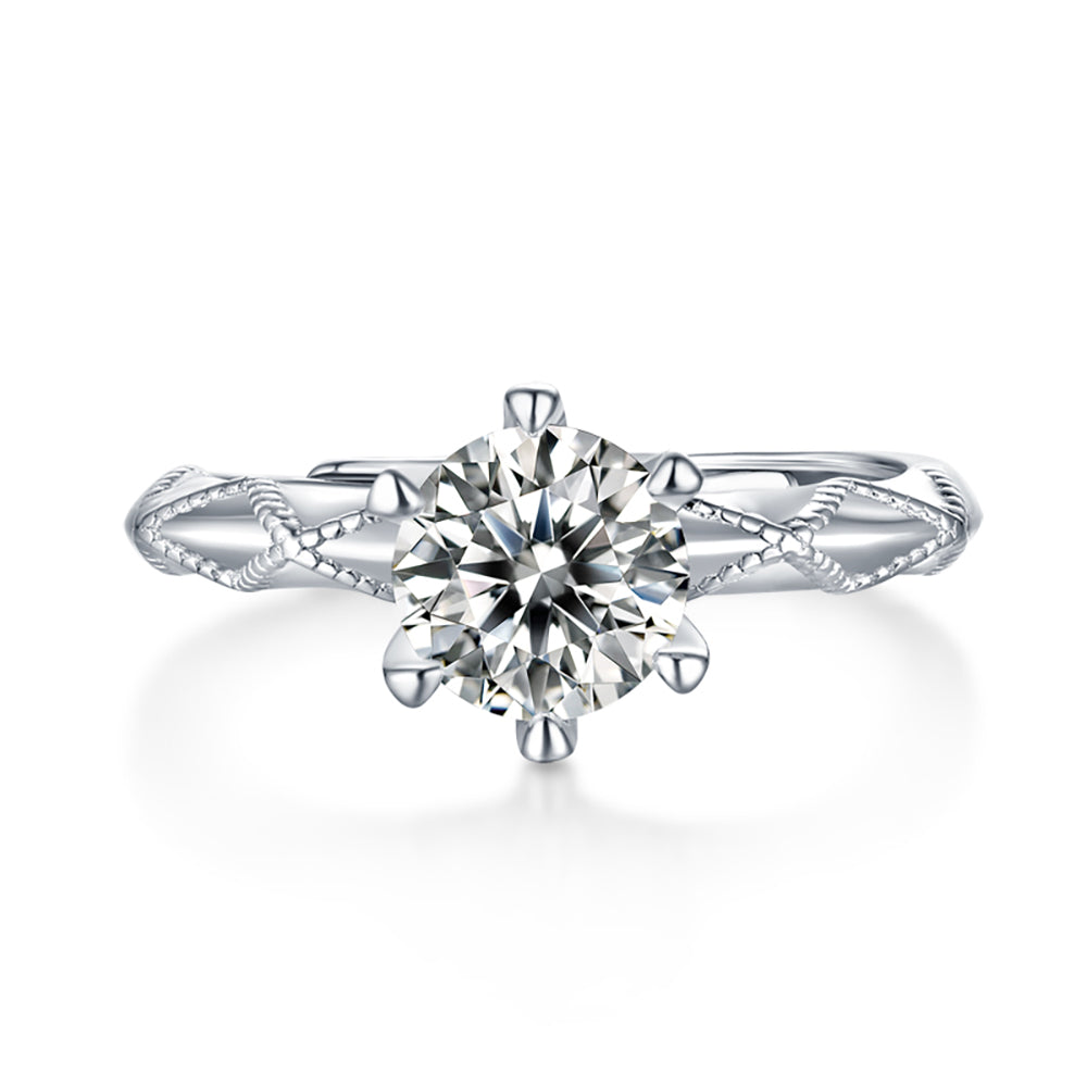 Women's Sterling silver 1ct 6.5MM moissanite ring that is stylish and elegant(GZJZ-R9251-6.5MM)