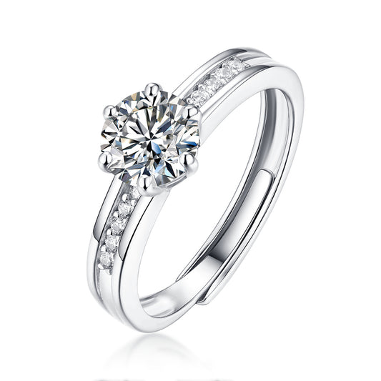 Women's 1ct 6.5MM Moissanite ring set in sterling silver with a glittering solitaire(GZJZ-R9332-6.5MM)