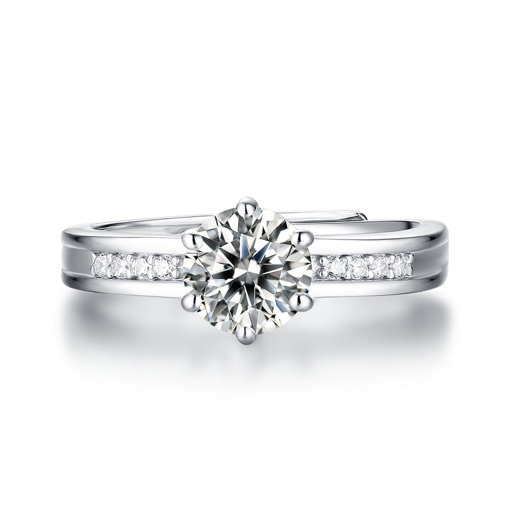 Women's 1ct 6.5MM Moissanite ring set in sterling silver with a glittering solitaire(GZJZ-R9332-6.5MM)