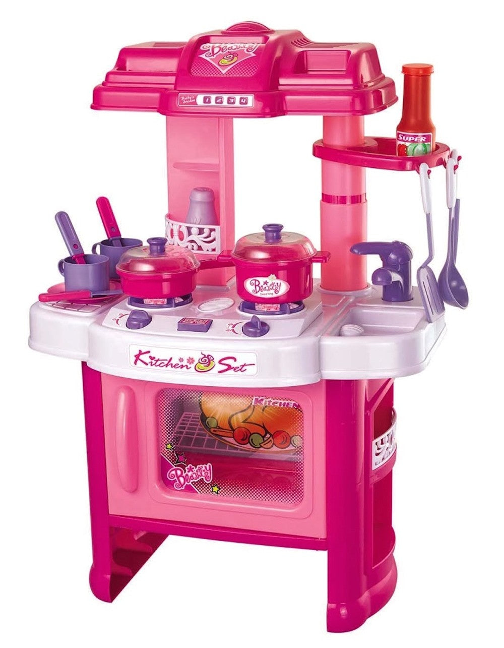 24" Deluxe Beauty Kitchen Appliance Cooking Play Set 24" With Lights & Sound