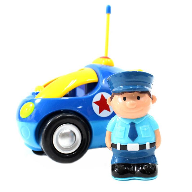 Kalart 4" Cartoon RC Police Car Remote Control Toy For Toddlers (Blue)