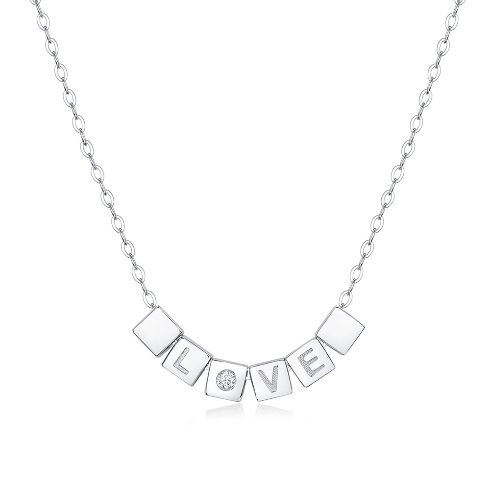 LOVE 0.15ct Round Moissanite Necklace on S925 Silver Chain: Timeless Elegance(GZJZ-n12471-1.5MM)