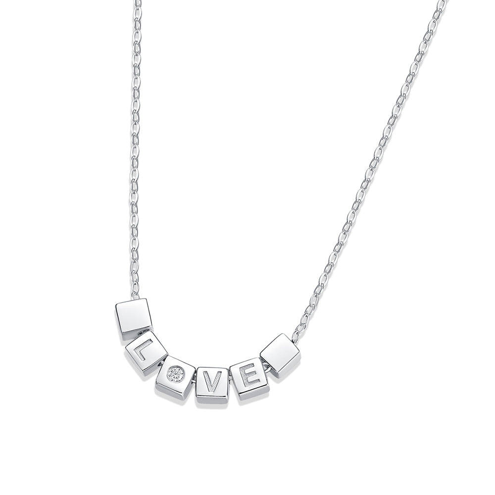 LOVE 0.15ct Round Moissanite Necklace on S925 Silver Chain: Timeless Elegance(GZJZ-n12471-1.5MM)