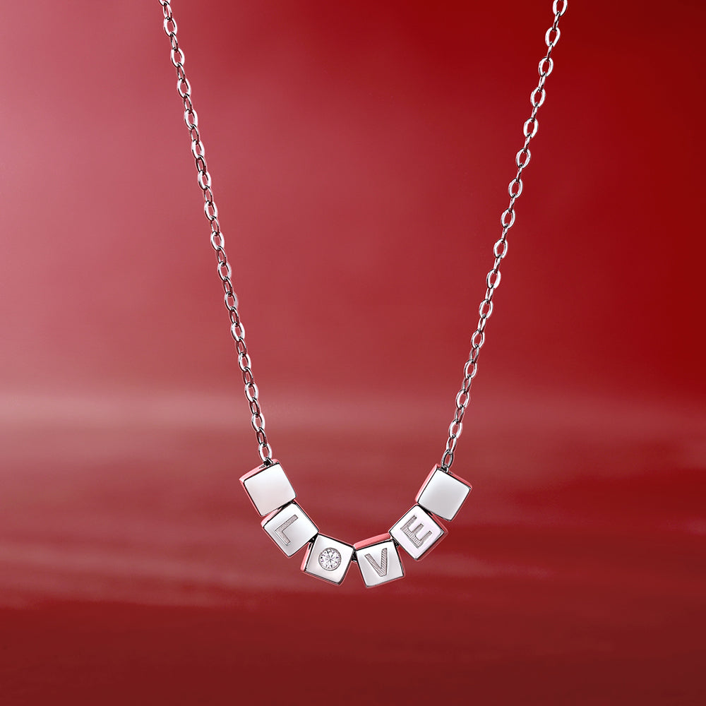 LOVE 0.15ct Round Moissanite Necklace on S925 Silver Chain: Timeless Elegance(GZJZ-n12471-1.5MM)