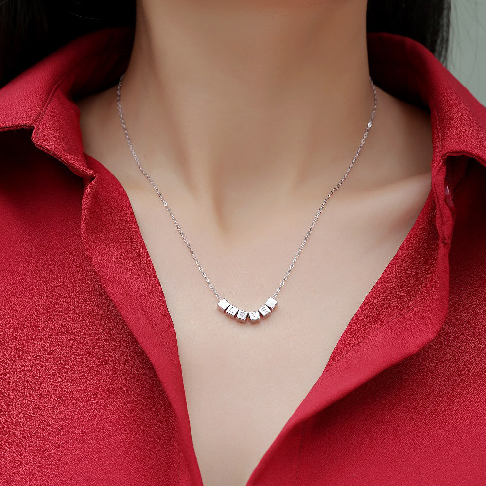 LOVE 0.15ct Round Moissanite Necklace on S925 Silver Chain: Timeless Elegance(GZJZ-n12471-1.5MM)