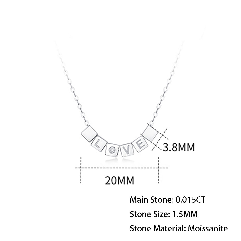 LOVE 0.15ct Round Moissanite Necklace on S925 Silver Chain: Timeless Elegance(GZJZ-n12471-1.5MM)