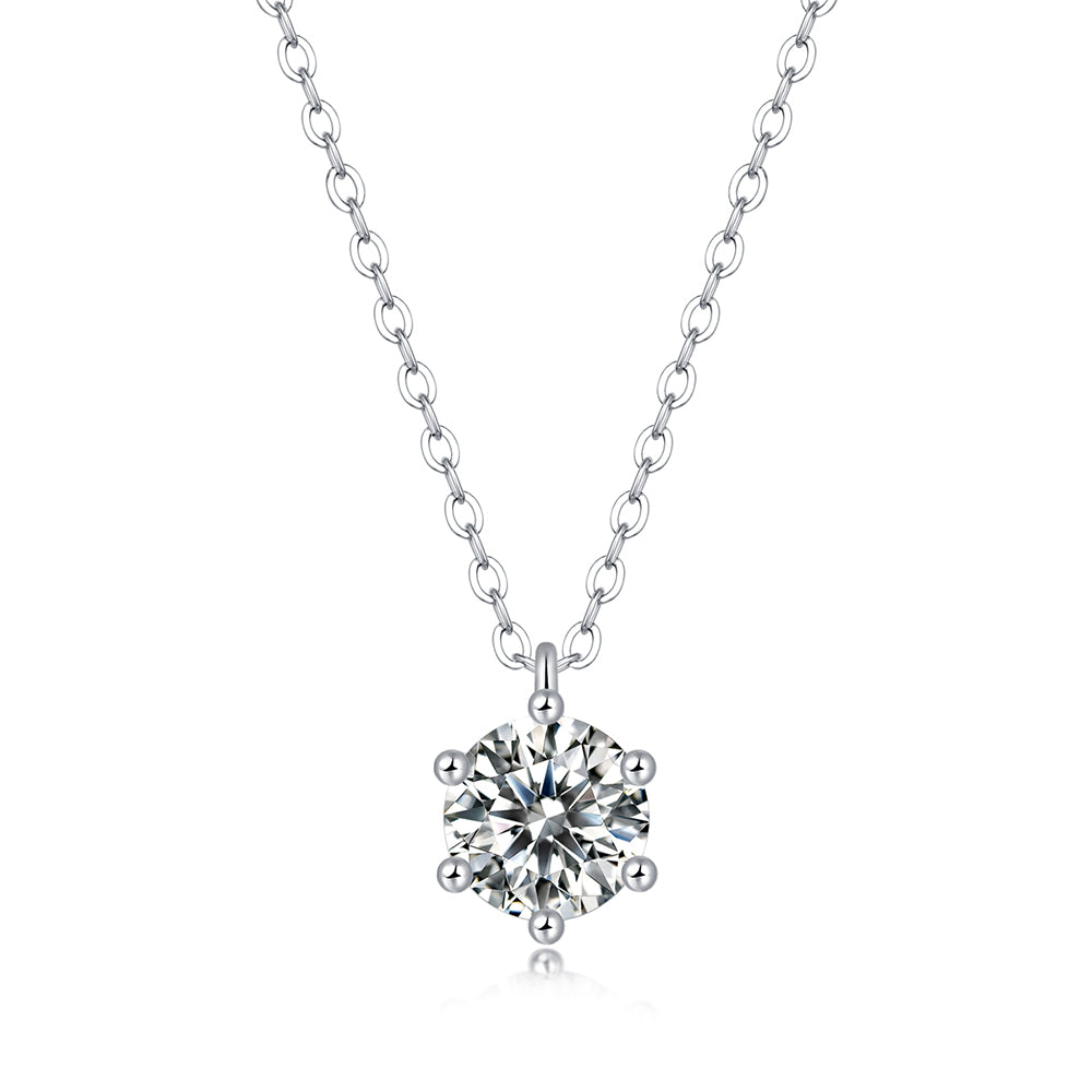 Round Moissanite Pendant in S925 Silver, 1ct of Pure Luxury(GZJZ-p11469-6.5MM)