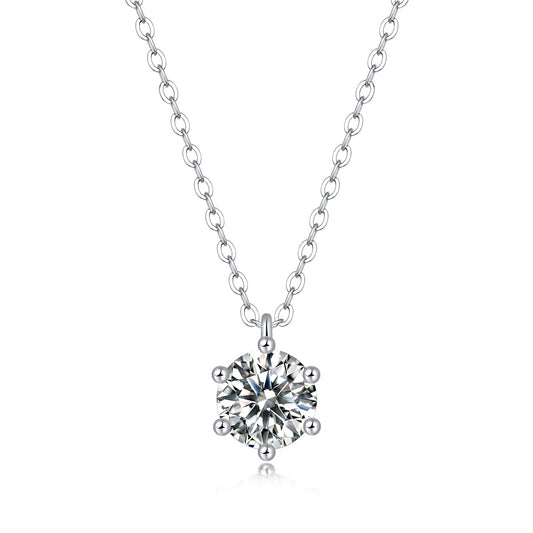 Round Moissanite Pendant in S925 Silver, 1ct of Pure Luxury(GZJZ-p11469-6.5MM)