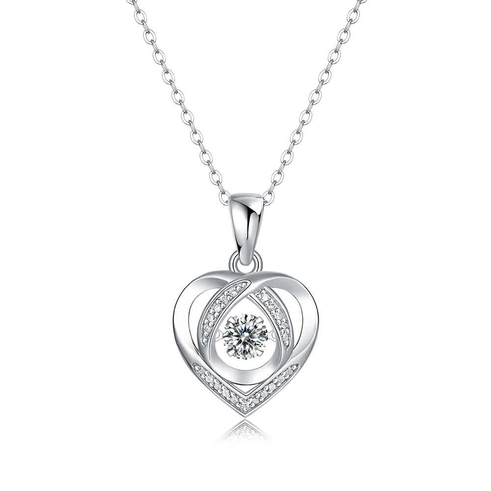 Moissanite Solitaire Necklace with S925 Silver Chain: Classic Elegance(GZJZ-p12351-5MM)