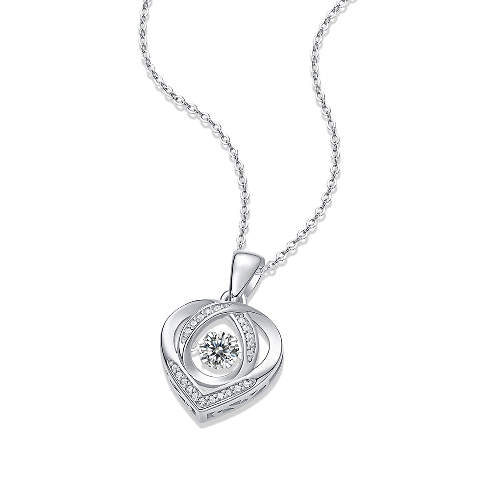 Moissanite Solitaire Necklace with S925 Silver Chain: Classic Elegance(GZJZ-p12351-5MM)