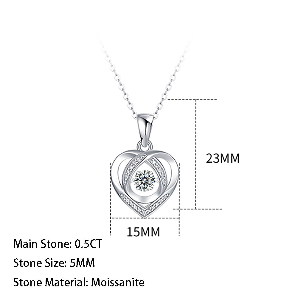 Moissanite Solitaire Necklace with S925 Silver Chain: Classic Elegance(GZJZ-p12351-5MM)