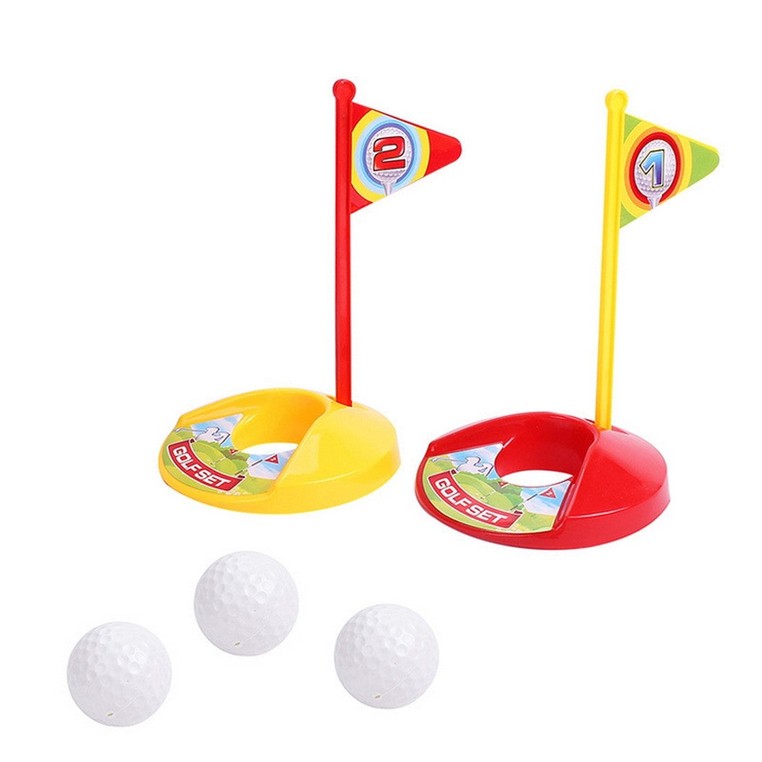 Deluxe Golf Set For Kids Comes With 3 Golf Clubs, 3 Balls, And 2 Practice Holes