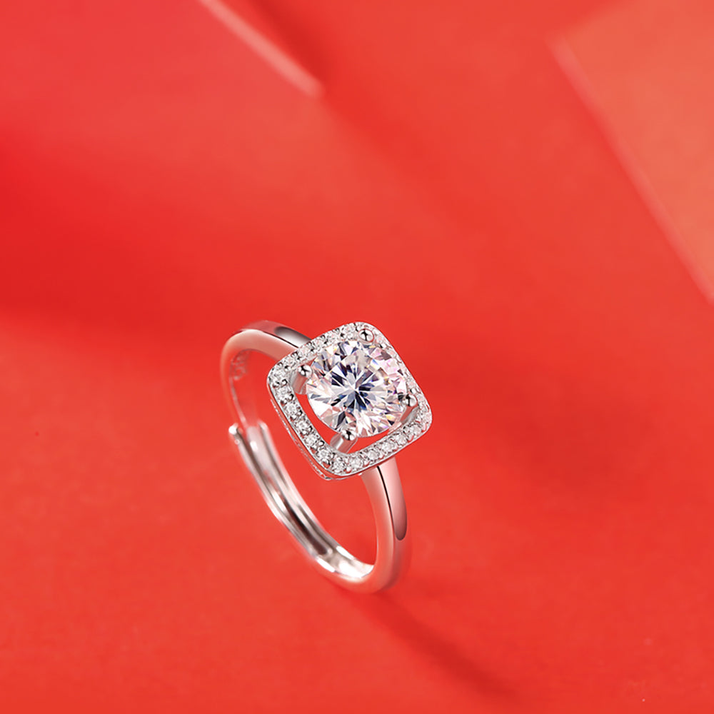 Women's Elegant 1ct 6.5MM Moissanite Silver Ring for Her(GZJZ-r10798-6.5MM)