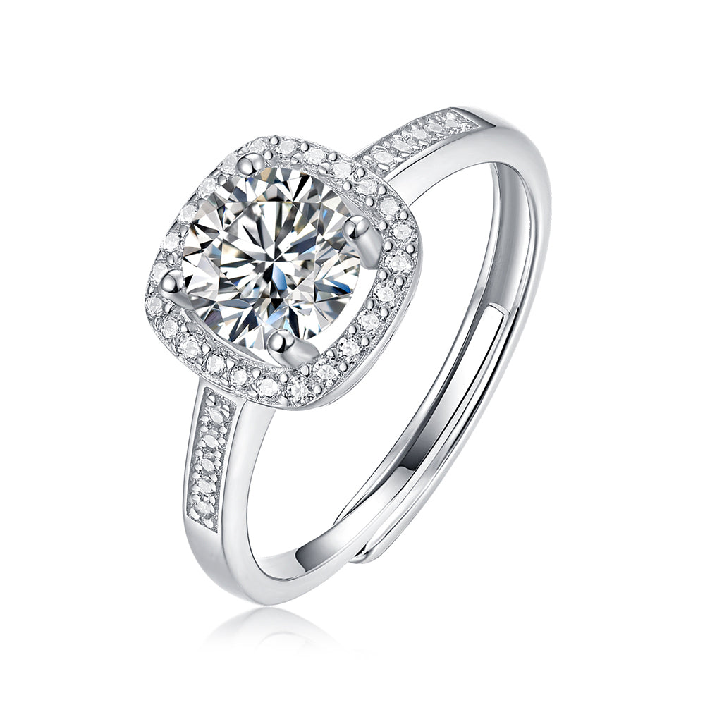 Women's Sparkling 1 Carat Moissanite Solitaire Ring in Silver(GZJZ-r10875--6.5MM)